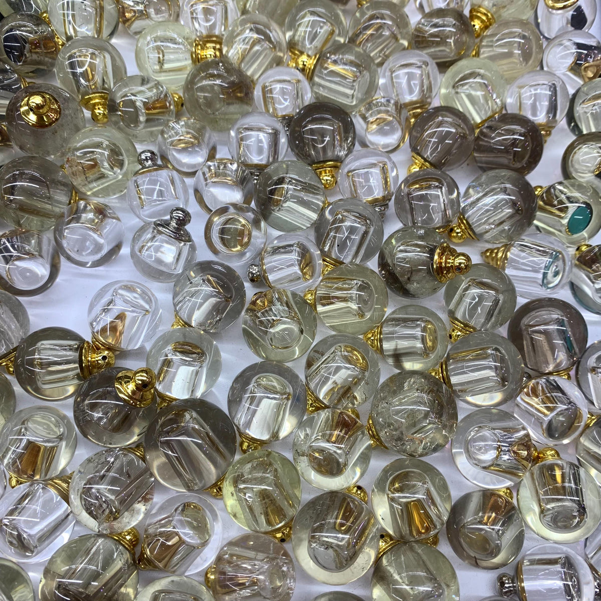 Natural Crystal Perfume Bottle Pendant Essential Oil Pendant Ball Shape for Making Necklace 1PC