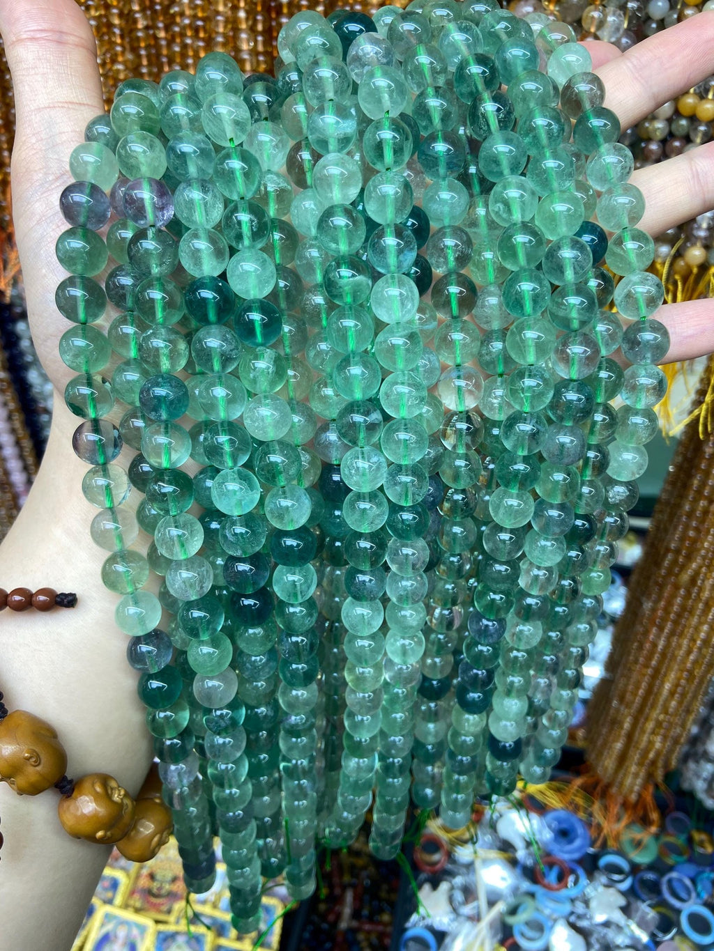 Natural Fluorite Beads Green Fluorite Bead Gemstone Loose Beads 10mm 15 Inch