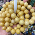 Natural 12MM Yellow Jade Round Bracelet DIY for Jewelry Necklace for Women