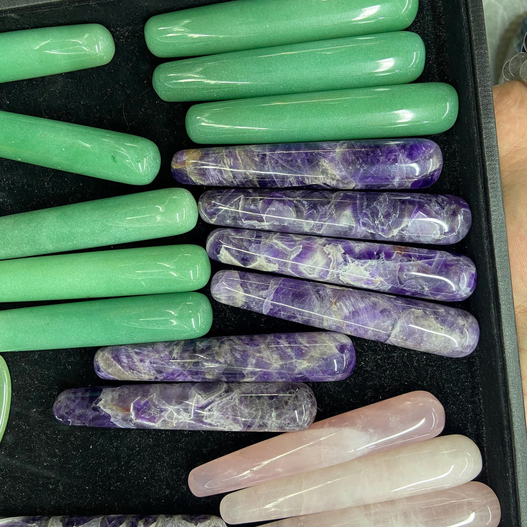 Natural Crystal Massage Wand Amethsty Rose Quartz Green Aventurine Size APPROX: 105MM*20MM