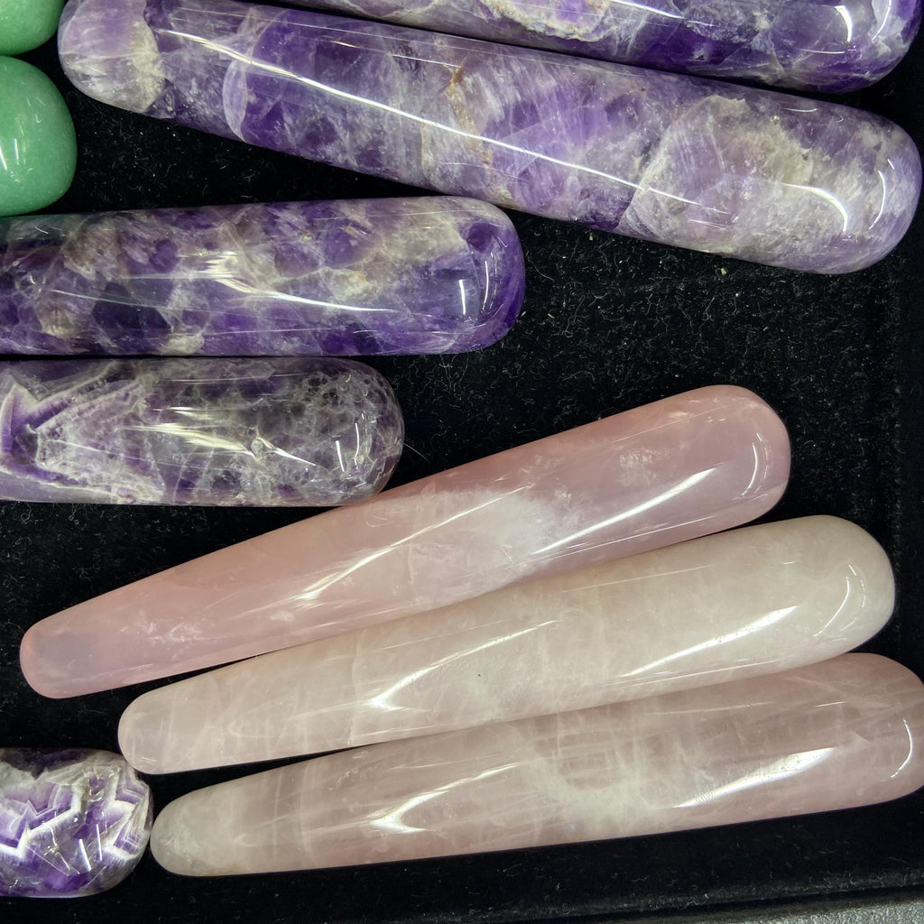 Natural Crystal Massage Wand Amethsty Rose Quartz Green Aventurine Size APPROX: 105MM*20MM