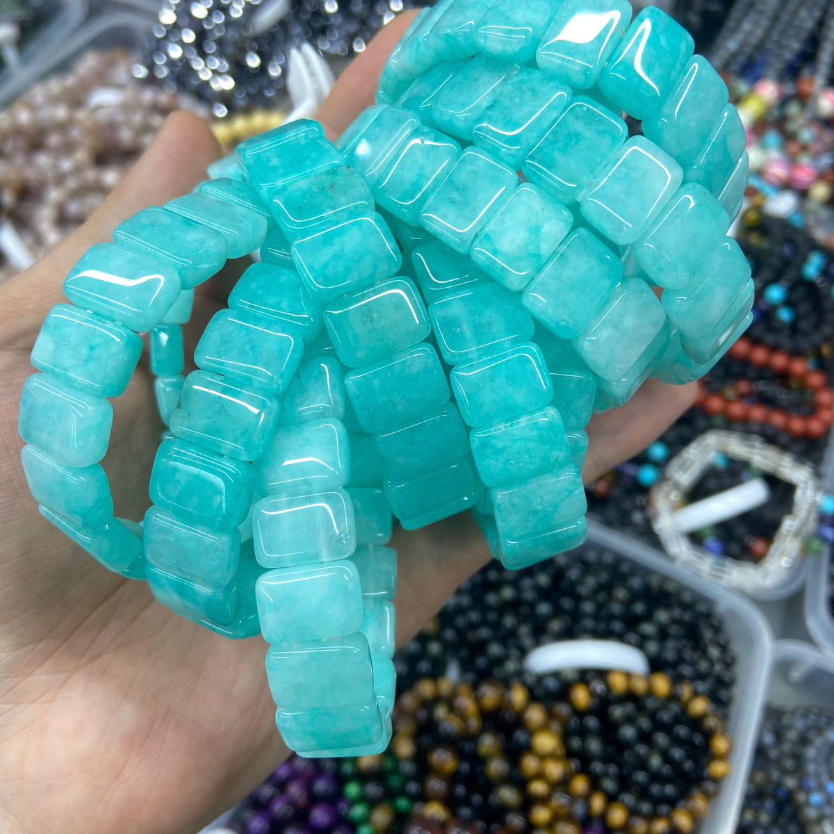 Dyed Color Square Shape Bracelet Beads Size Approx 9*13MM DIY for Jewelry Making Double Hole