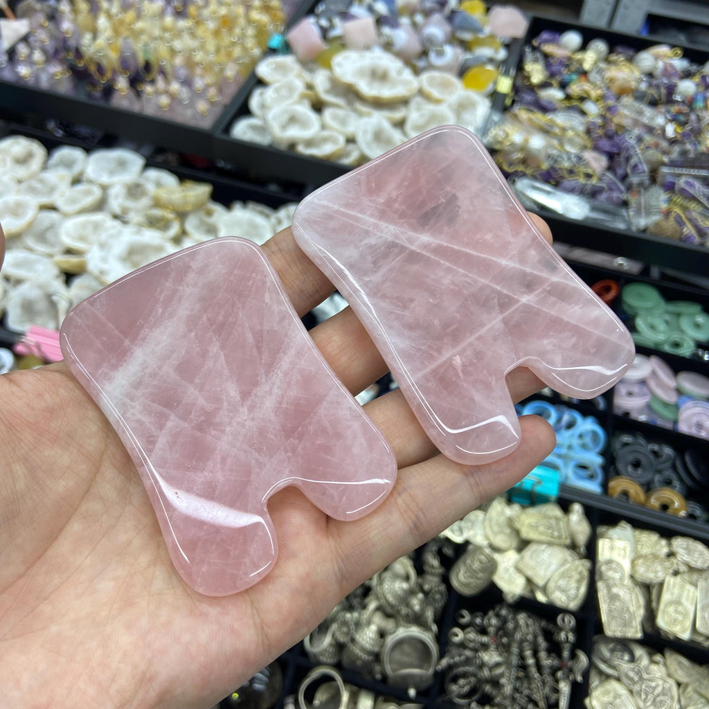 Natural Rose Quartz Gua Sha Tools for Face Scraping, Essential Oil Massage Tool  Gifts for Her Size APPROX 79*48*6.5MM