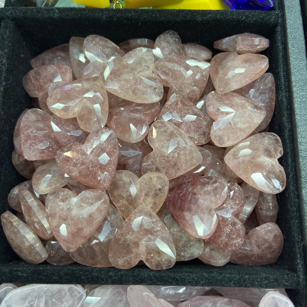 Natural Heart Shape Faceted Pendant 18 *16 *7mm Amazonite Rose Quartz Amethsy Strawberry Quartz