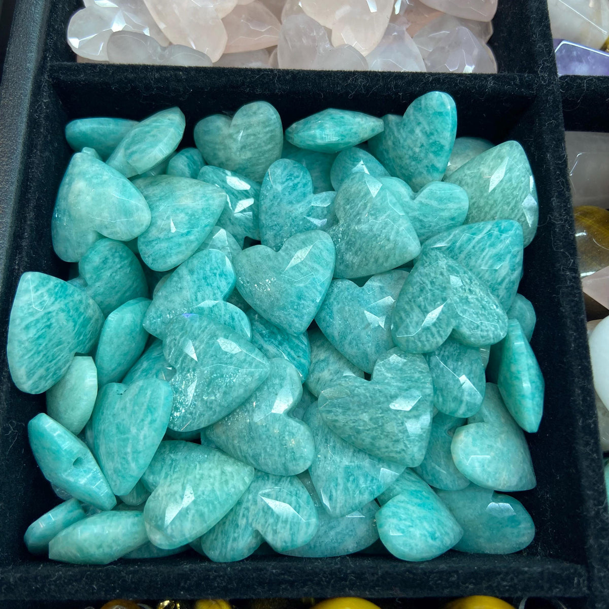 Natural Heart Shape Faceted Pendant 18 *16 *7mm Amazonite Rose Quartz Amethsy Strawberry Quartz