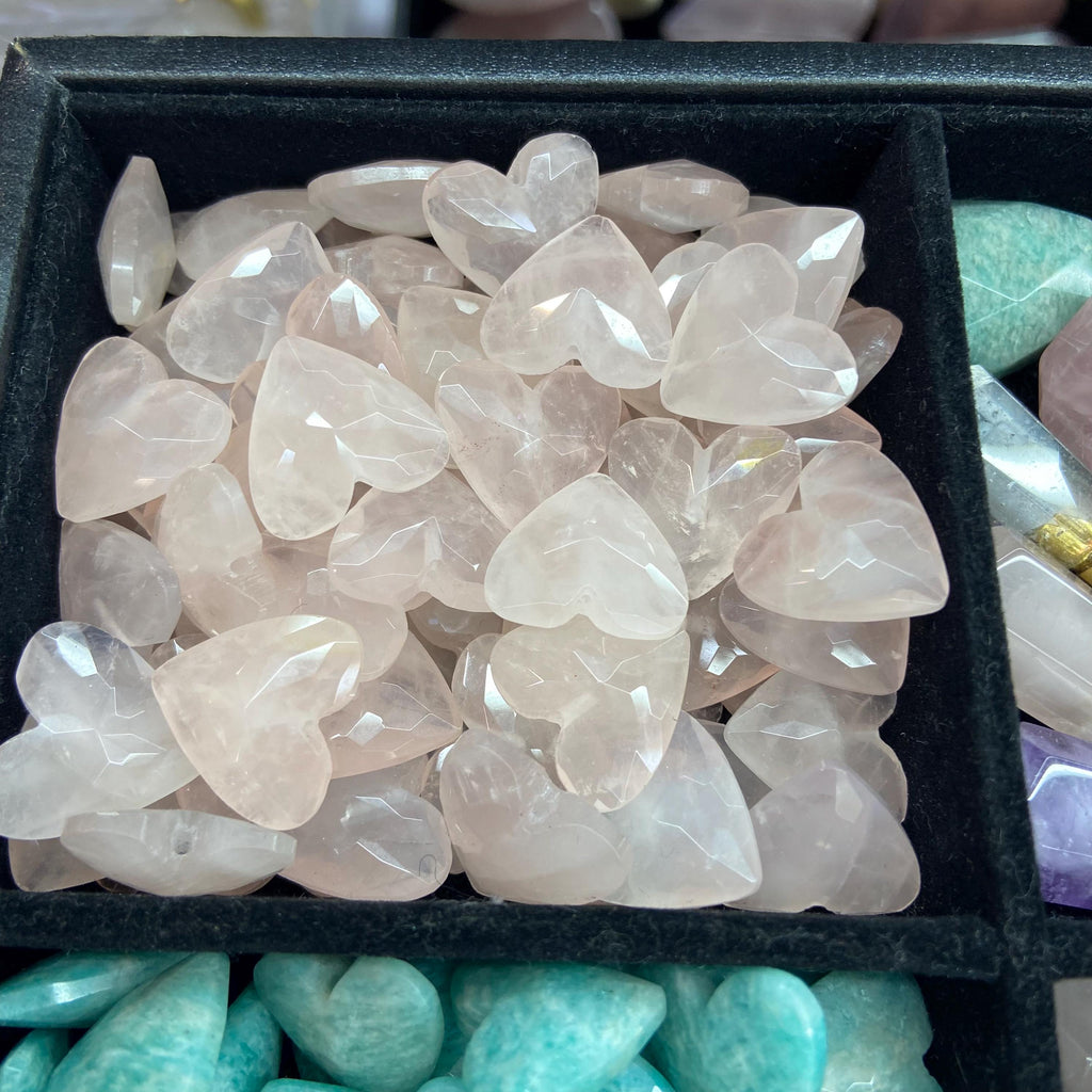 Natural Heart Shape Faceted Pendant 18 *16 *7mm Amazonite Rose Quartz Amethsy Strawberry Quartz
