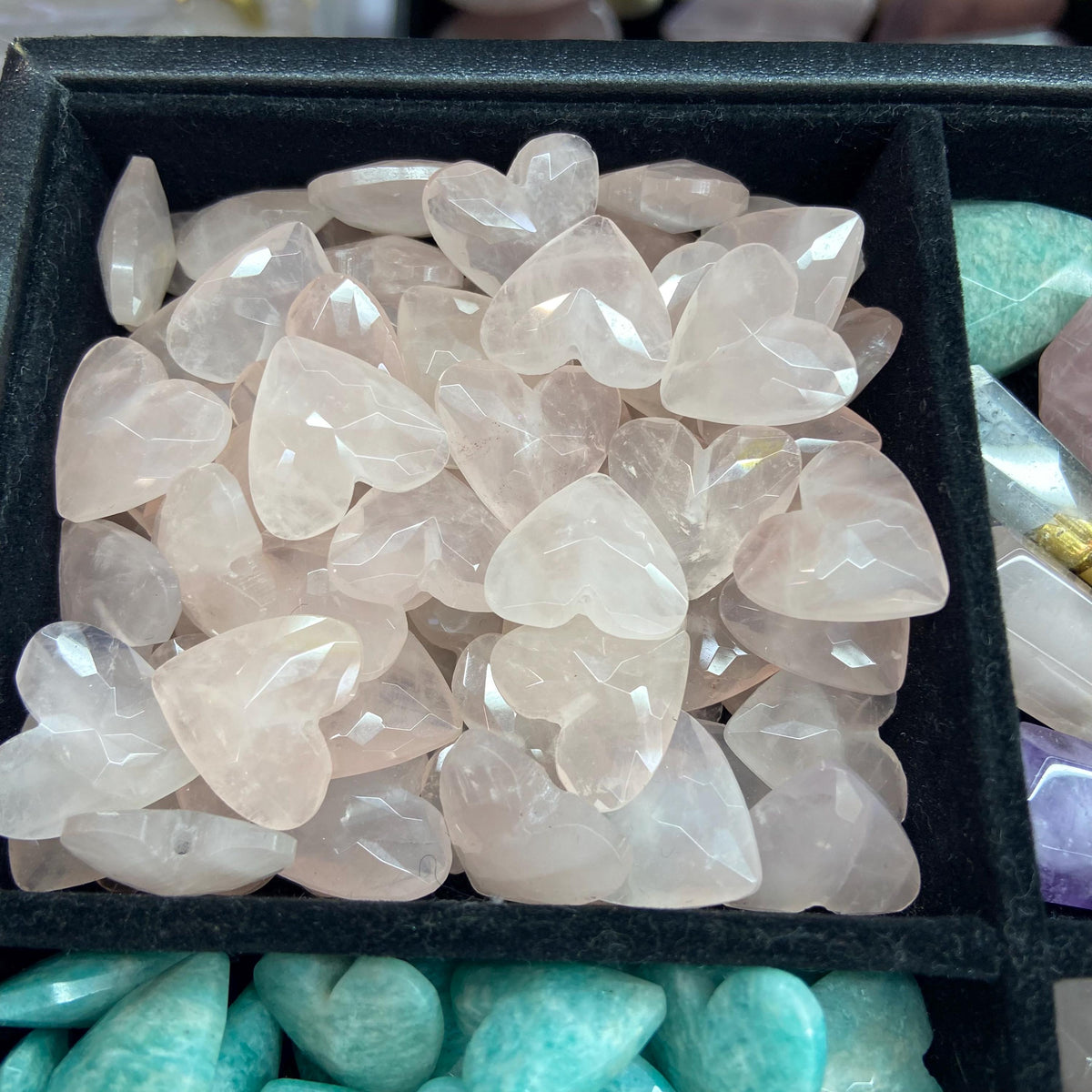 Natural Heart Shape Faceted Pendant 18 *16 *7mm Amazonite Rose Quartz Amethsy Strawberry Quartz