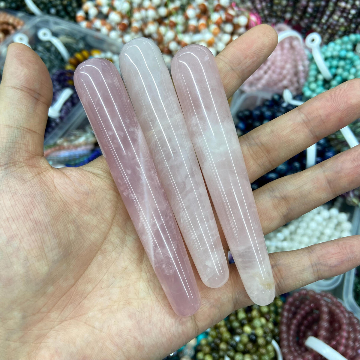 Natural Crystal Massage Wand Amethsty Rose Quartz Green Aventurine Size APPROX: 105MM*20MM