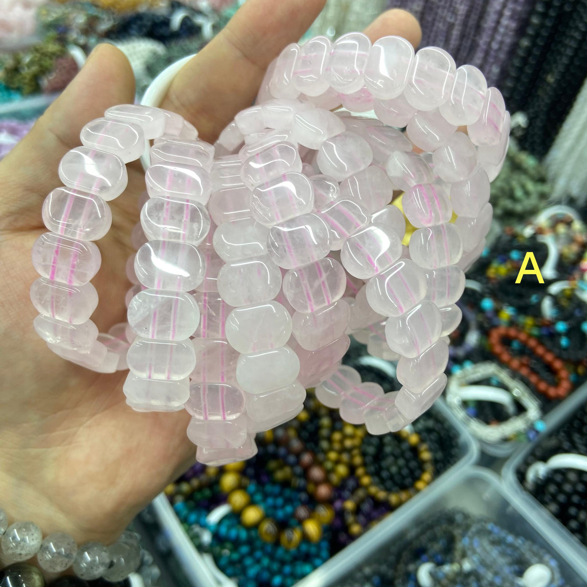 Natural Crystal Bracelet Gemstone Bracelet Rose Quartz, Lapis, Sodilate Diy for Jewelry Making Double Hole