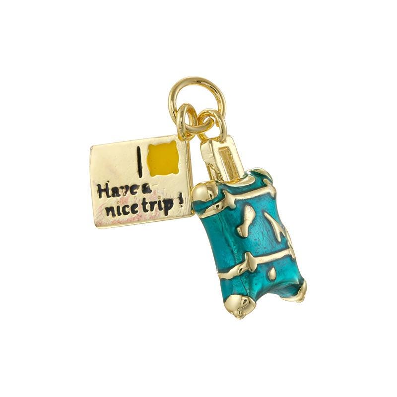 Enamel Luggage Pendant, Brass Boot Charm, DIY Jewelry Making (9*21MM)