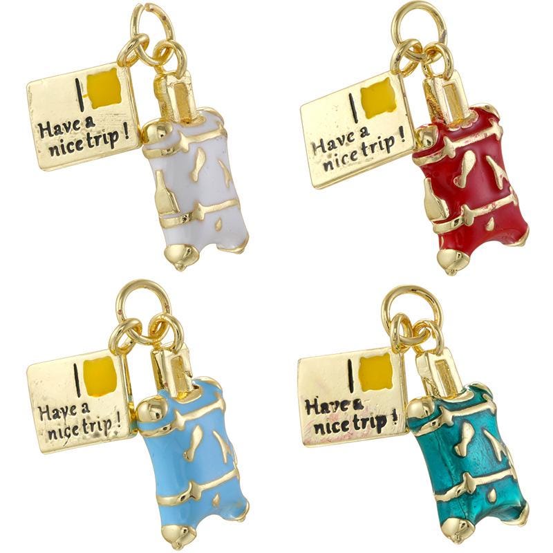 Enamel Luggage Pendant, Brass Boot Charm, DIY Jewelry Making (9*21MM)