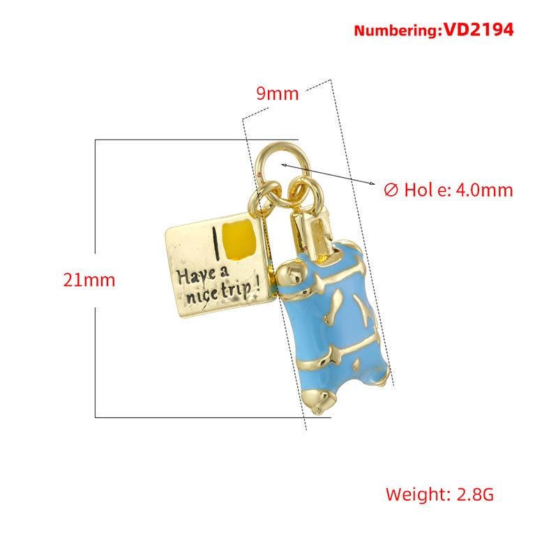 Enamel Luggage Pendant, Brass Boot Charm, DIY Jewelry Making (9*21MM)