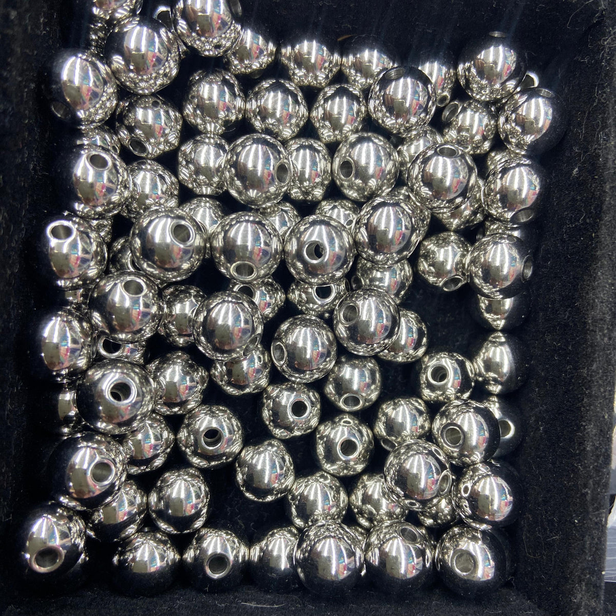 50PCS 304 Stainless Steel Loose Round Polished Beads 6mm 8mm 10mm DIY Jewelry Making Hole Size 2mm