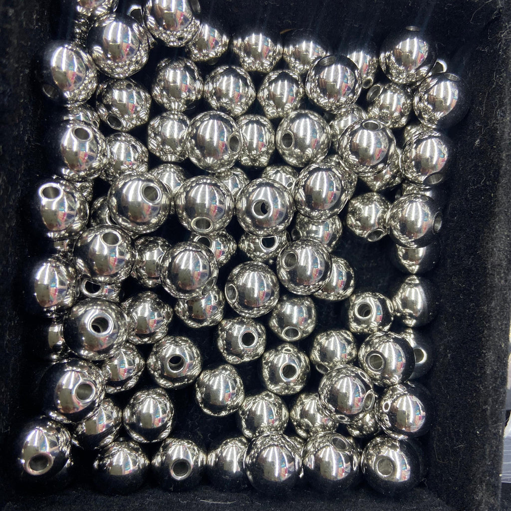 50PCS 304 Stainless Steel Loose Round Polished Beads 6mm 8mm 10mm DIY Jewelry Making Hole Size 2mm