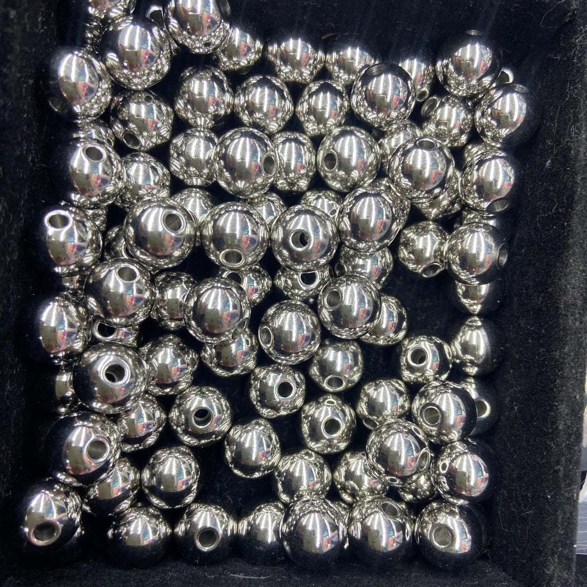 50PCS 304 Stainless Steel Loose Round Polished Beads 6mm 8mm 10mm DIY Jewelry Making Hole Size 2mm