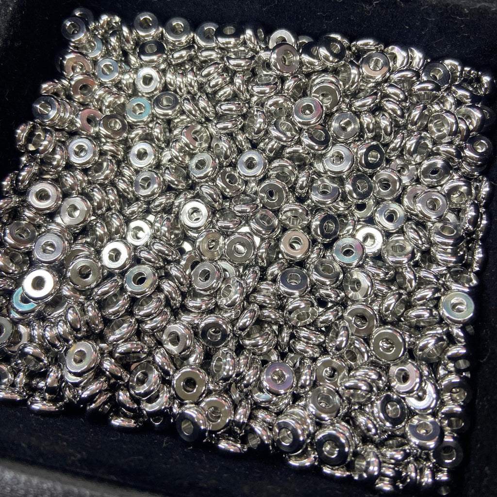 50PCS Stainless Steel Heishi Beads 6mm 7mm 8mm Round Wheel Bead, Spacer Beads DIY Jewelry Making