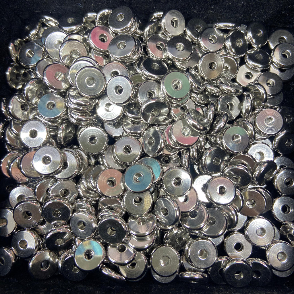 50PCS Stainless Steel Heishi Beads 6mm 7mm 8mm Round Wheel Bead, Spacer Beads DIY Jewelry Making