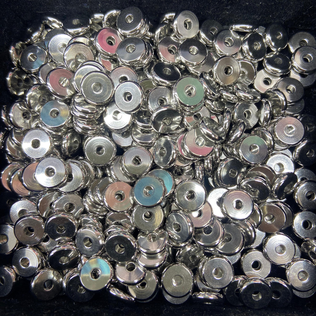 50PCS Stainless Steel Heishi Beads 6mm 7mm 8mm Round Wheel Bead, Spacer Beads DIY Jewelry Making