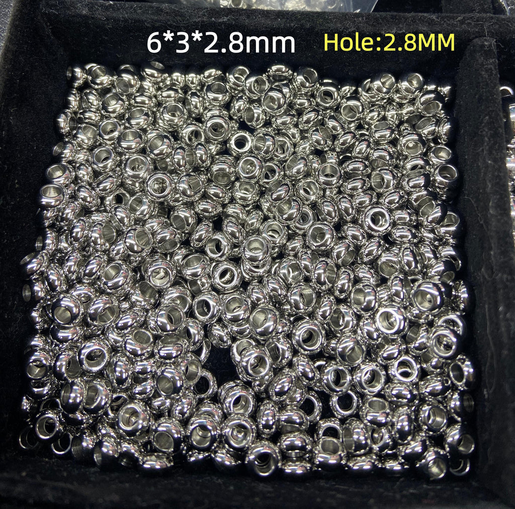 50PCS Stainless Steel Heishi Beads 6mm 7mm 8mm Round Wheel Bead, Spacer Beads DIY Jewelry Making