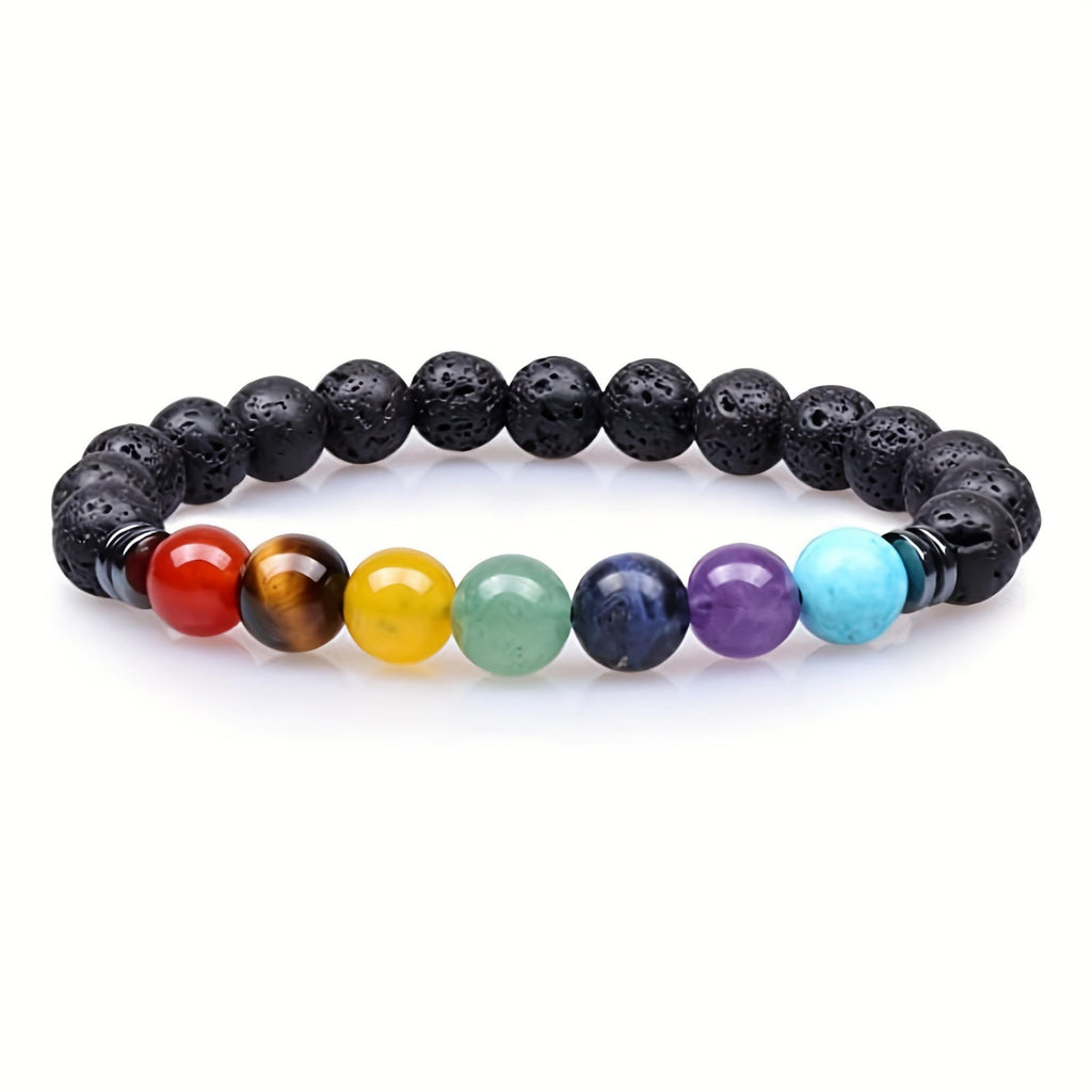 7 Chakra 8mm Bead Gemstone Bracelet Lava Stones /Onyx /Matte Onyx Healing Crystal DIY Birthday Gifts for Friend
