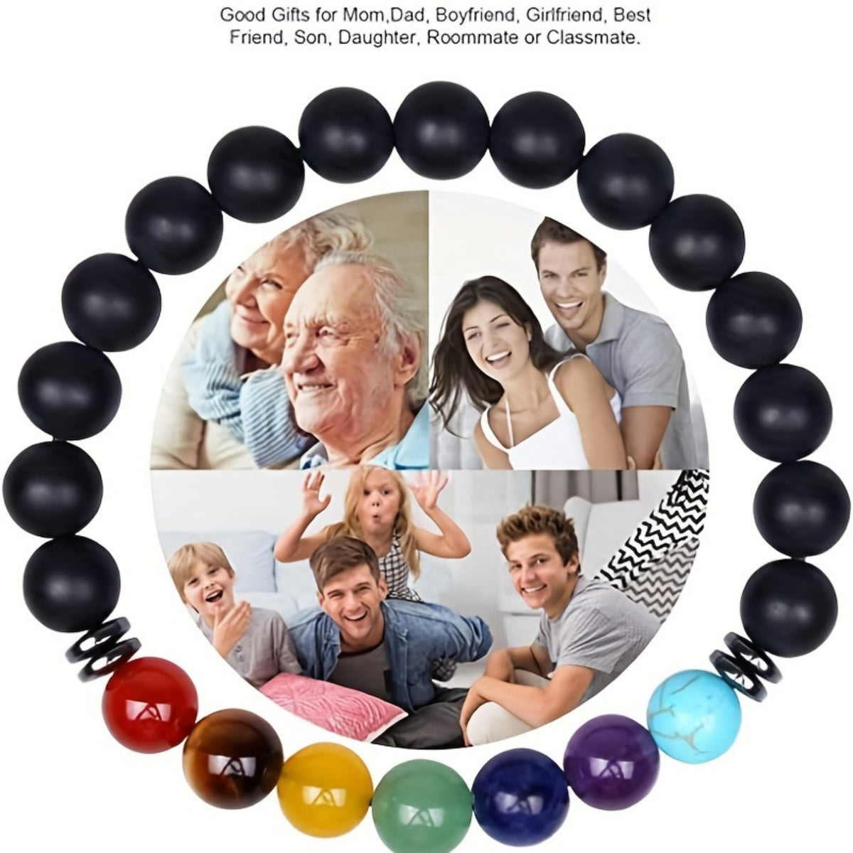 7 Chakra 8mm Bead Gemstone Bracelet Lava Stones /Onyx /Matte Onyx Healing Crystal DIY Birthday Gifts for Friend