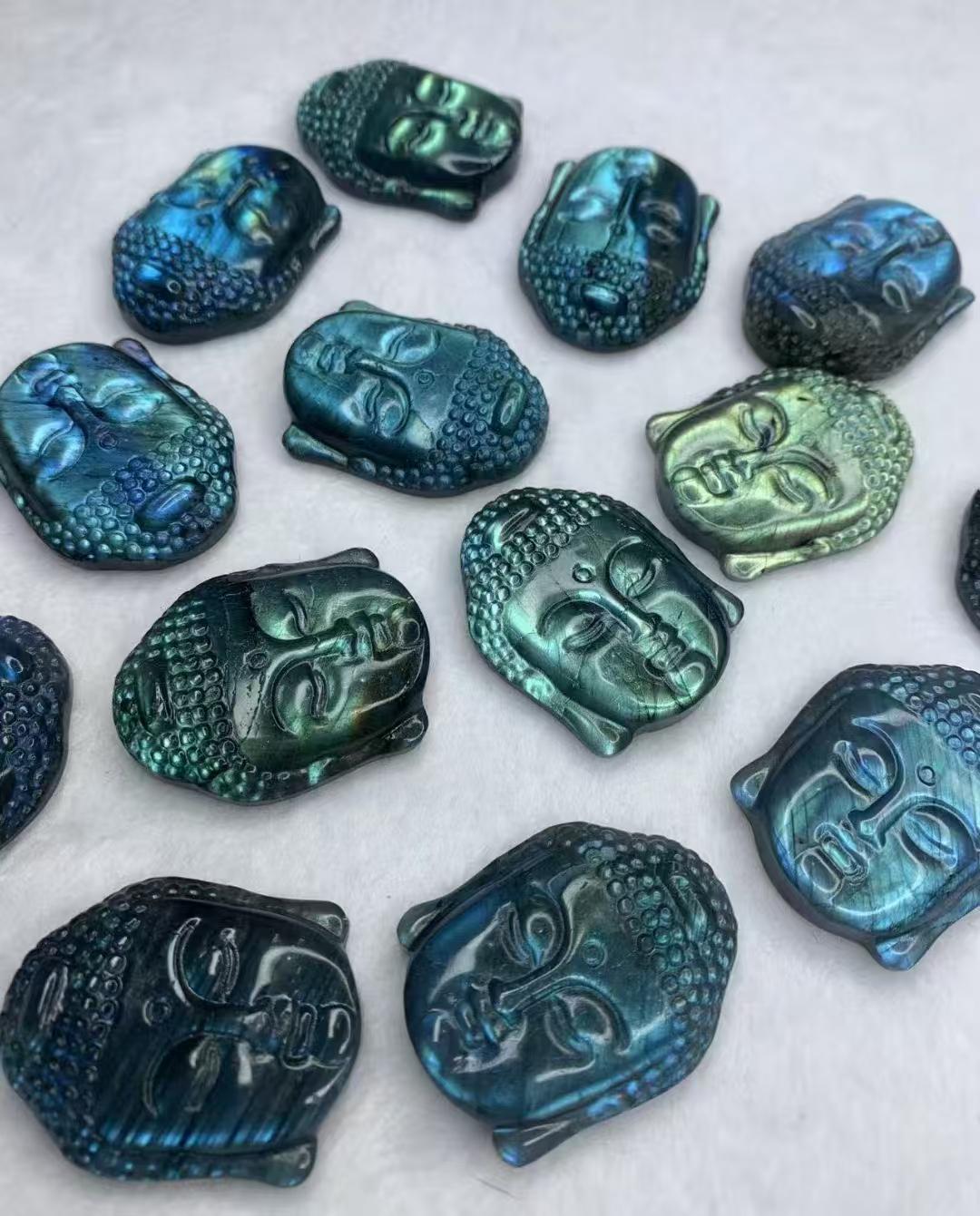 Natural Labradorite Quan-Yin Head Pendant, Hand Carved Gemstone (40*32*10mm)