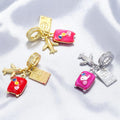 Enamel Luggage Pendant Brass Luggage Red Boot DIY Jewelry Making 11*32.5MM
