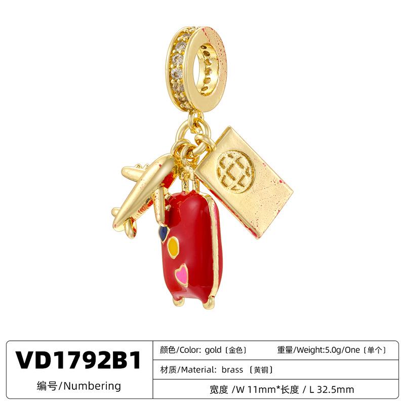 Enamel Luggage Pendant Brass Luggage Red Boot DIY Jewelry Making 11*32.5MM
