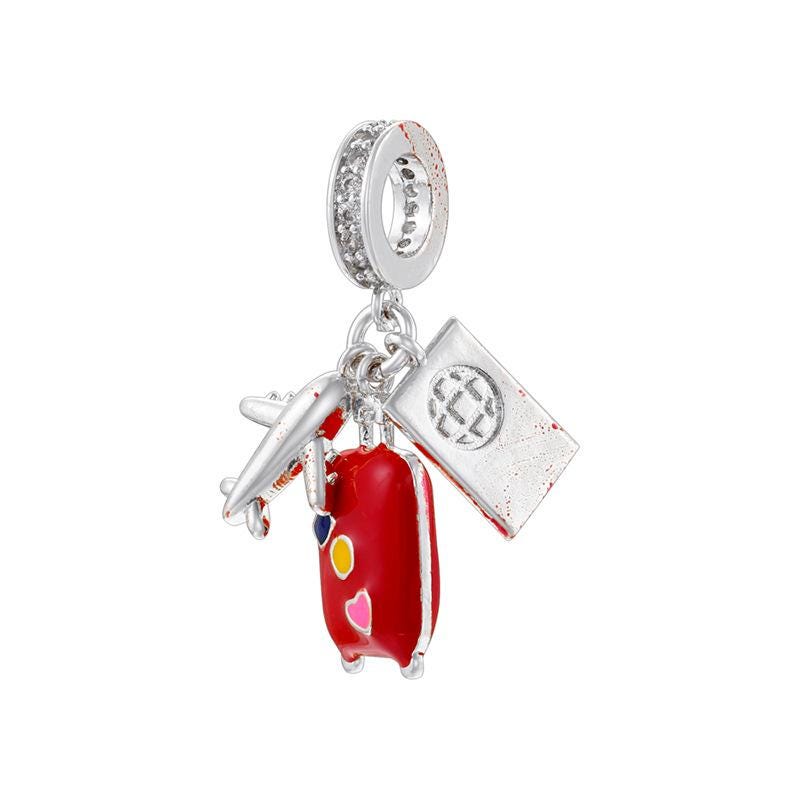Enamel Luggage Pendant Brass Luggage Red Boot DIY Jewelry Making 11*32.5MM