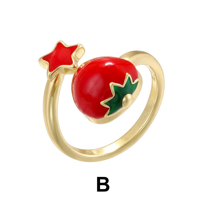 Enamel Strawberry Opening Size Rings Sweet Fruit Ring DIY Necklace Gifts for her