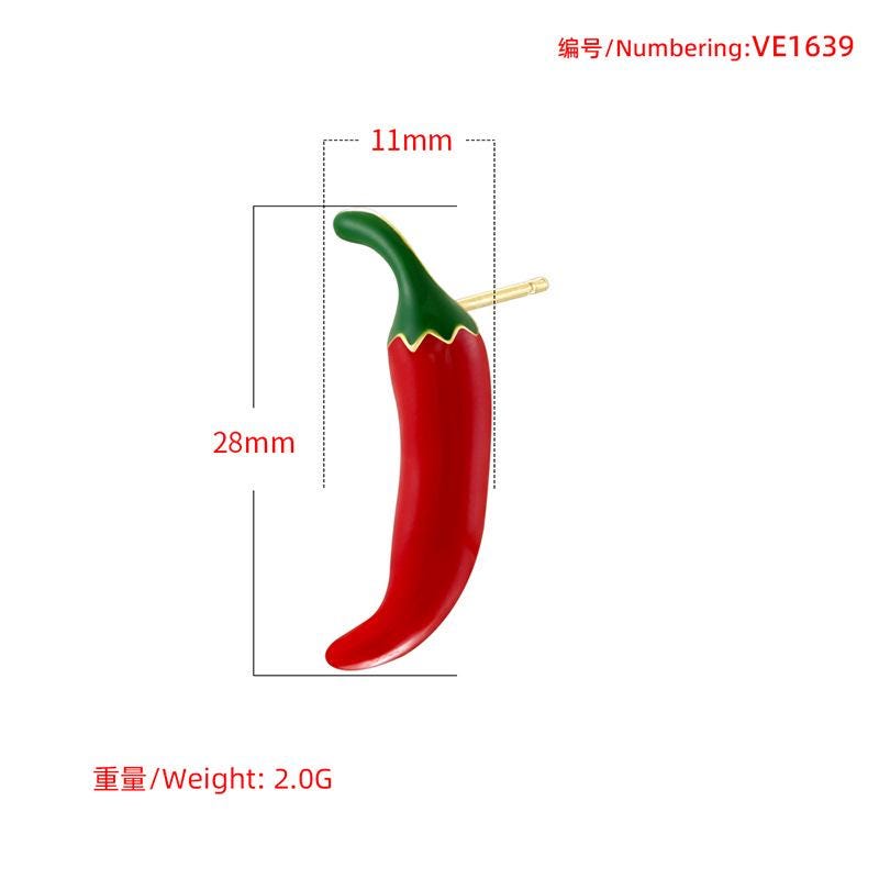 Enamel Pepper Shape Earrings Chili EarringsGifts for her DIY Necklace Accessory 1 Pair