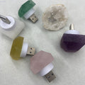 Natural Crystal USB Night Light, Rose Quartz, Fluorite Healing Lamp, Bedroom Decor