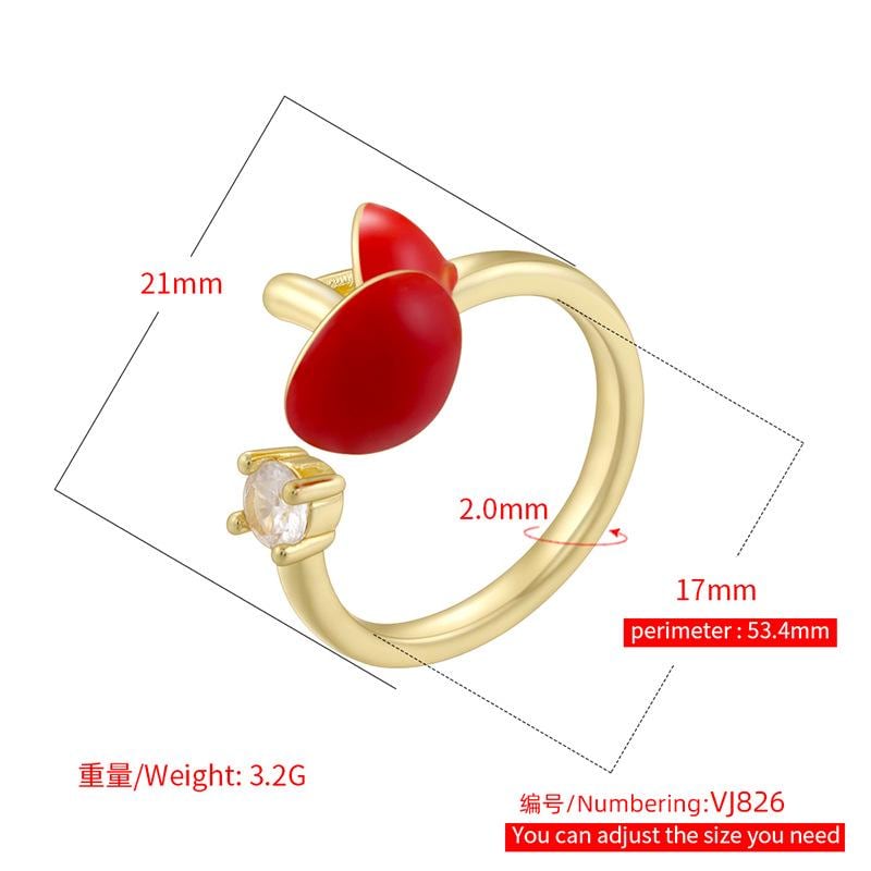 Enamel Mushroom Colorful Rings Opening Size Adjustable Gold Mushroom Shape Ring Gifts for her