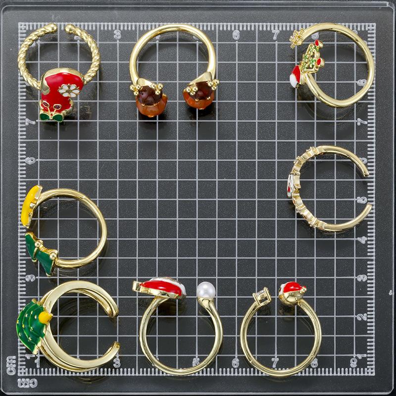 Enamel Christmas Tree Rings Opening Adjustable Santa Reindeer Claus Rings Festive Gifts for Women