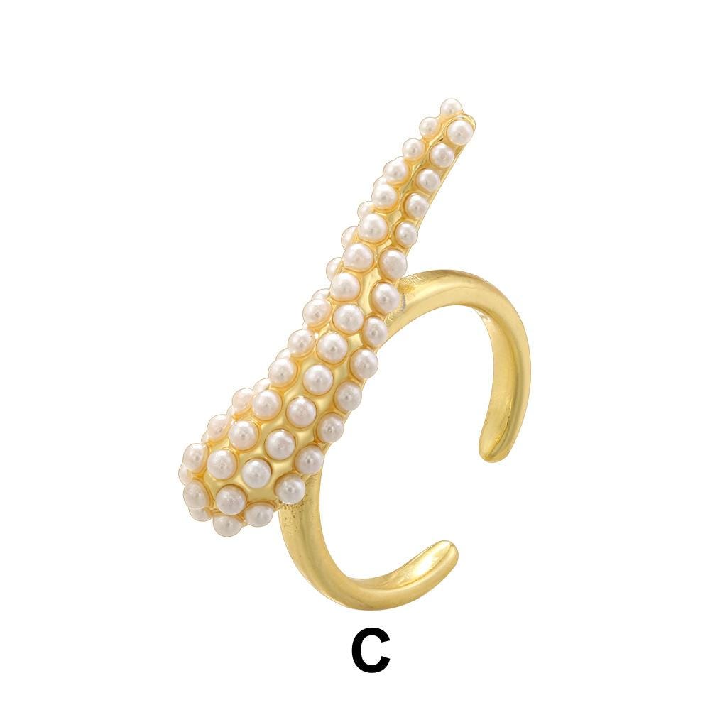 Pearl Rings Adjustable Conch Shape Rings Gold Silver Plated Women Shell Rings DIY Gifts for Women