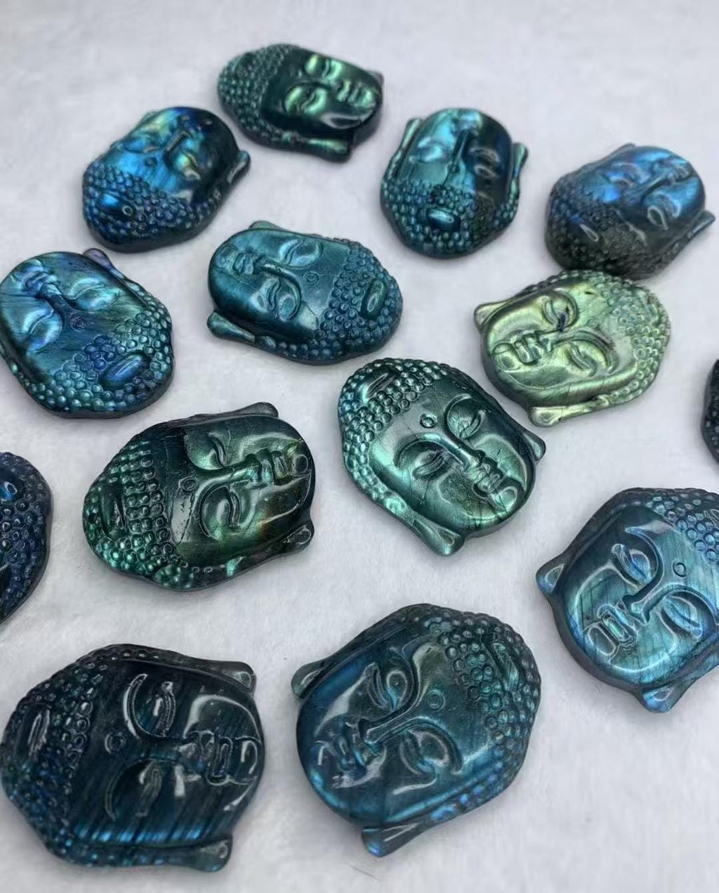 Natural Labradorite Quan-Yin Head Pendant, Hand Carved Gemstone (40*32*10mm)