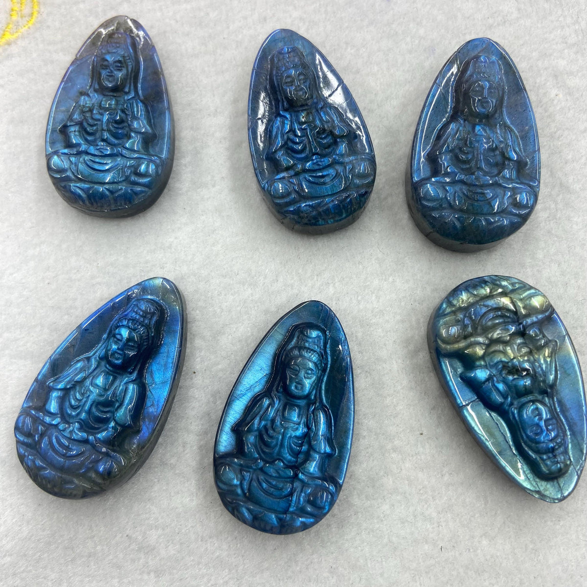 Natural Labradorite Hand Carved Quan-Yin Pendant (38mm*22*9MM)