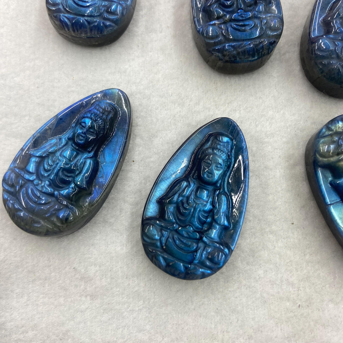 Natural Labradorite Hand Carved Quan-Yin Pendant (38mm*22*9MM)
