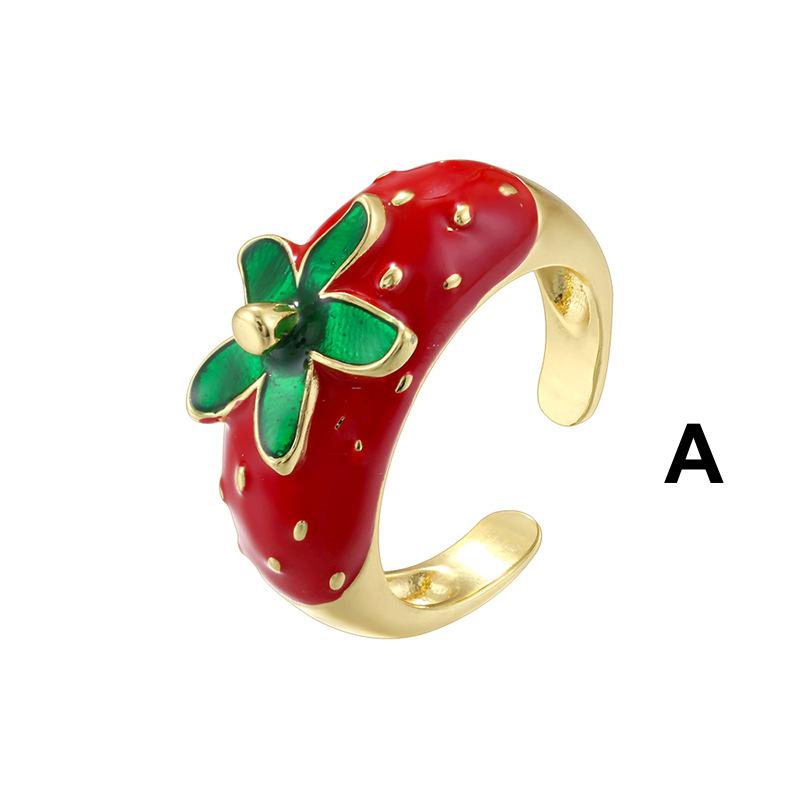 Enamel Cherry Shape Rings Opening Size Strawberry Rings Enamel Apple  DIY Gifts for her