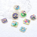 Enamel Flower Heart Pendants with Pearls, Brass DIY Jewelry Charms
