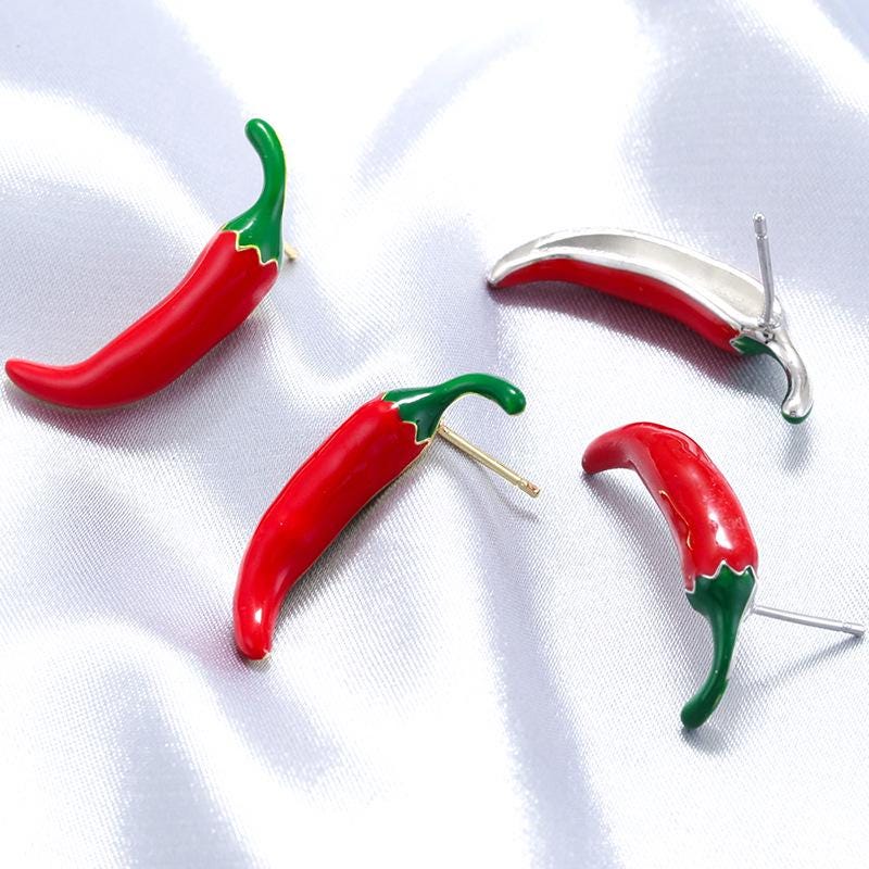Enamel Pepper Shape Earrings Chili EarringsGifts for her DIY Necklace Accessory 1 Pair