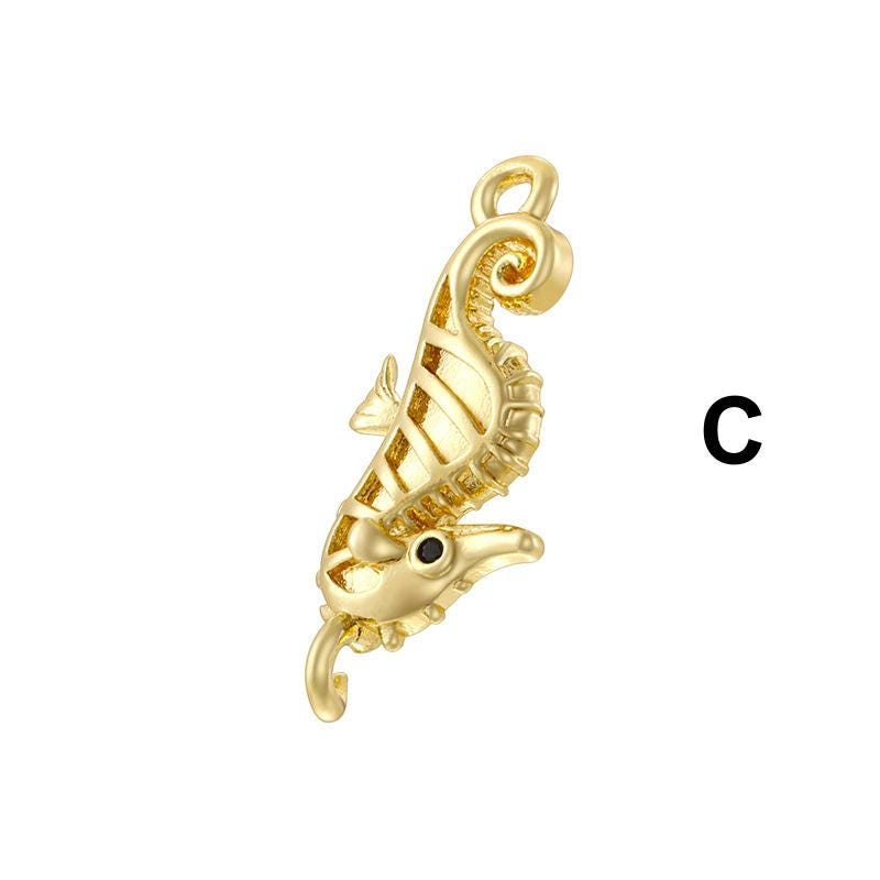 Enamel Flower Seahorse Shell 2 hole Pendant Charm Enamel Pendant, Brass DIY Jewelry Making