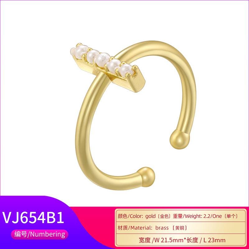 Opening Size Brass 26 Copper Letter English Rings with Pearl Adjustable Size, DIY Jewelry Handmade Accessories DIY Gifts for Women