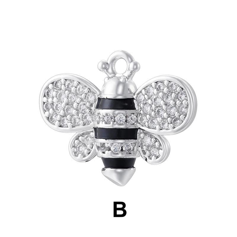 Brass Copper Zircon Bee Pendant DIY Gifts for Women Insect Charm Jewelry