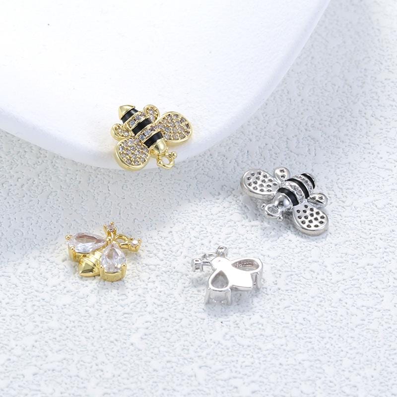 Brass Copper Zircon Bee Pendant DIY Gifts for Women Insect Charm Jewelry