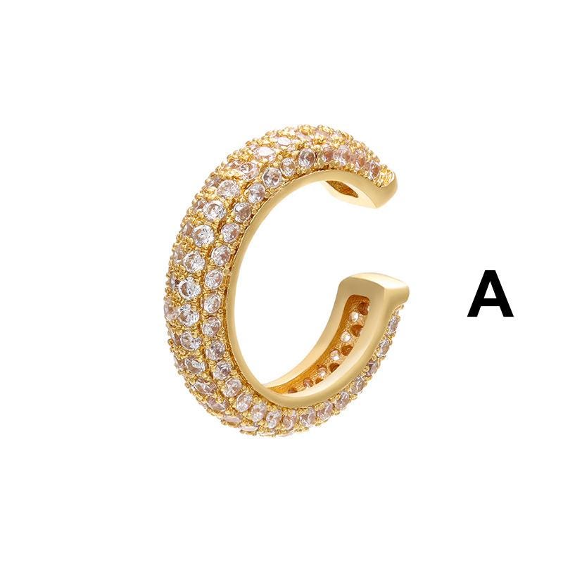 Colorful Zircon Micro Paved Cuff Earring, 18K Gold Plated Cartilage Ear Cuff Non Pierced Ear Jewelry for women Size Approx 15*15mm 1PC