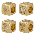 18K Gold Plated Cube Beads 7.5mm Square Spacer Beads with 4.5mm Hole,Boy Girl Star Jewelry for women