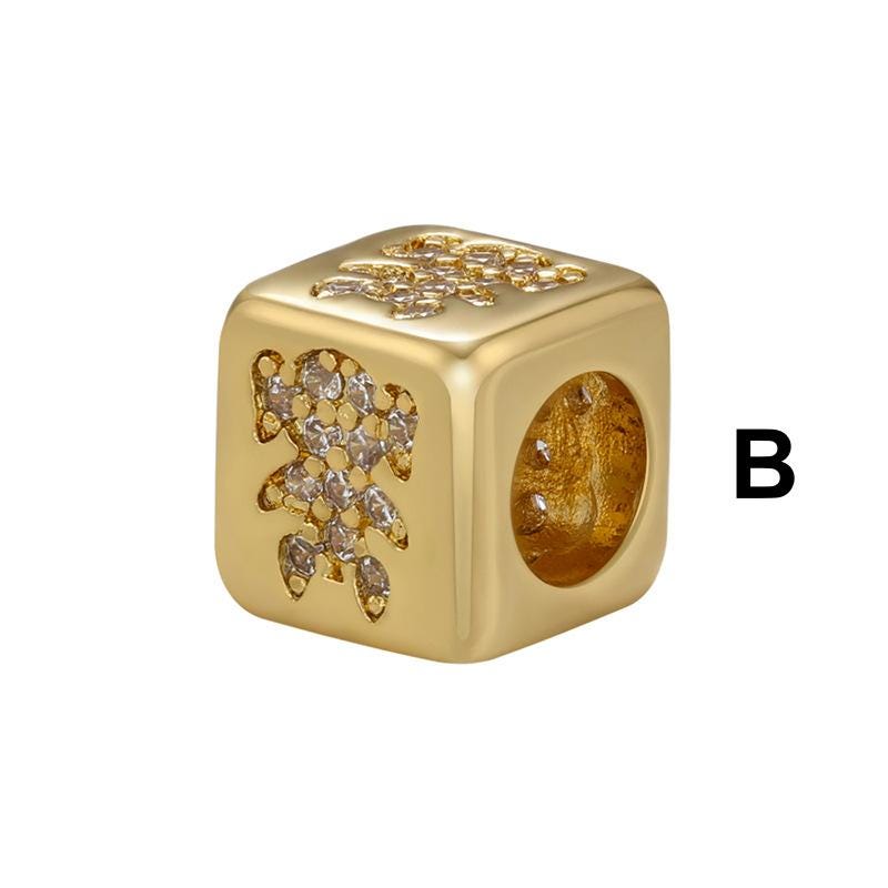 18K Gold Plated Cube Beads 7.5mm Square Spacer Beads with 4.5mm Hole,Boy Girl Star Jewelry for women