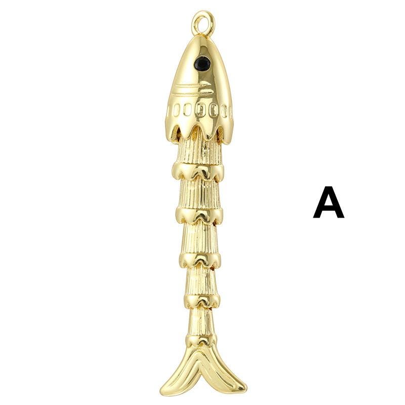 Enamel Brass Fish Pendant Colorful Fish Pendant Can Swing for DIY Necklace Making (No Chain)