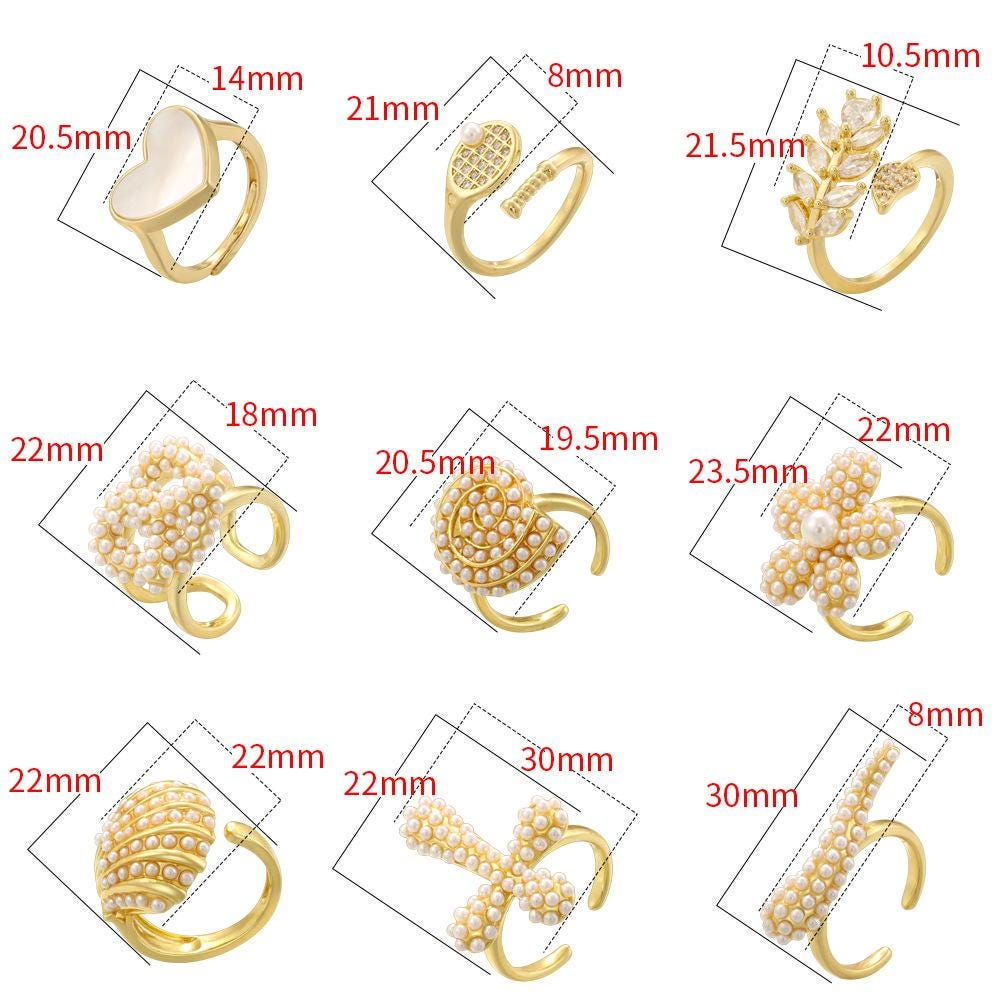 Pearl Rings Adjustable Conch Shape Rings Gold Silver Plated Women Shell Rings DIY Gifts for Women